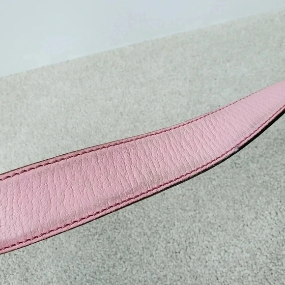 Gucci soft pink  leather belt with gold logo - Picture 8 of 14